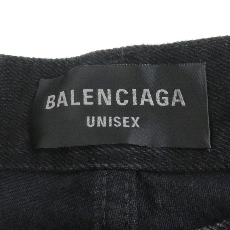 Balenciaga 24SS 745248 Super Destroyed Denim Pants Damaged Jeans Black S Made