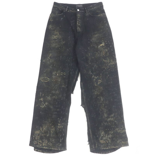 Balenciaga 24SS 745248 Super Destroyed Denim Pants Damaged Jeans Black S Made