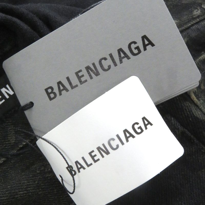 Balenciaga 24SS 745248 Super Destroyed Denim Pants Damaged Jeans Black S Made