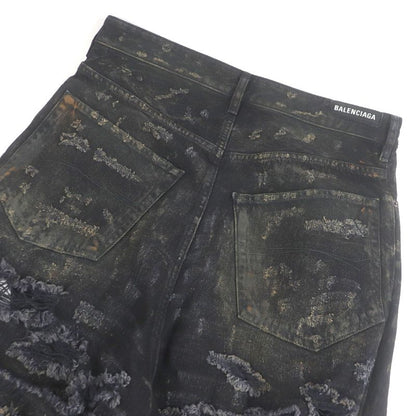 Balenciaga 24SS 745248 Super Destroyed Denim Pants Damaged Jeans Black S Made