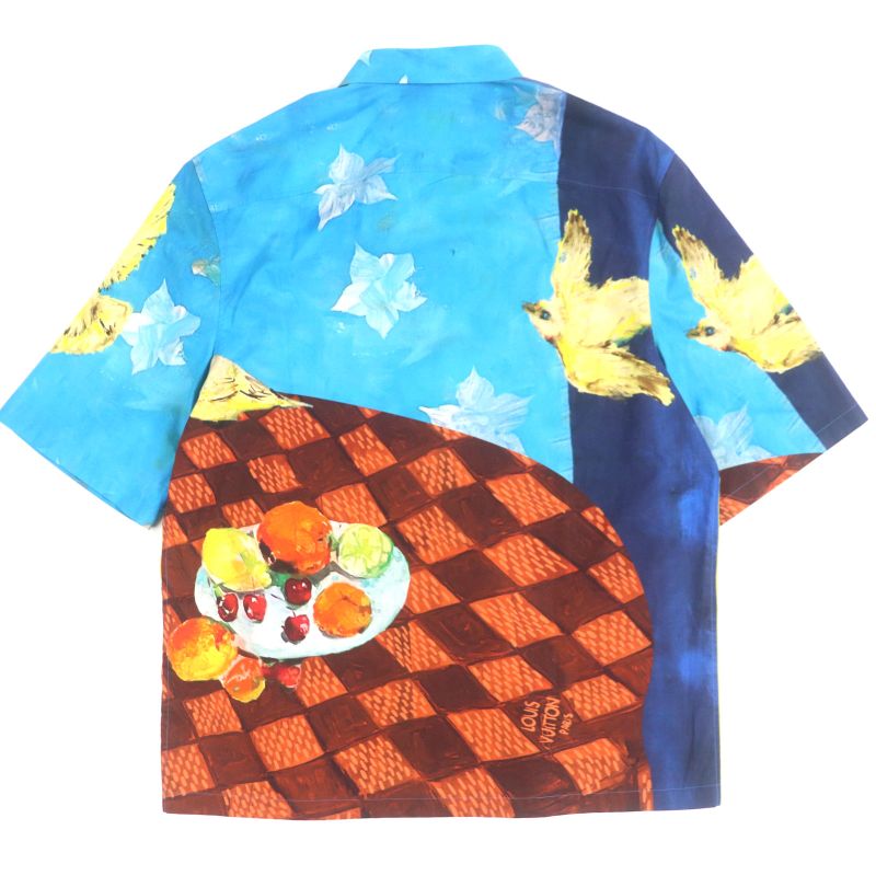  Louis Vuitton 23AW 100% Cotton Damier Painted Printed Short Sleeved Shirt