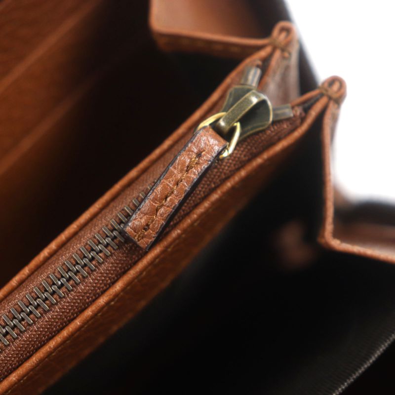 Gucci 739499 Bamboo GG Marmont Round Zipper Leather Wallet Long Wallet Brown