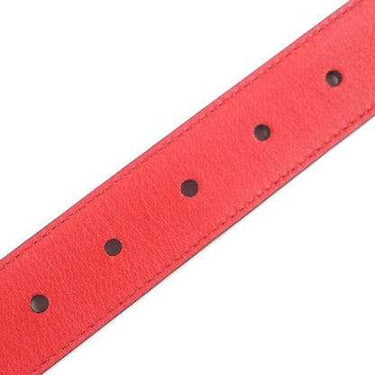 Gucci 429028 Cima Square Buckle Pin Buckle Leather Belt Red Silver Hardware