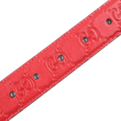 Gucci 429028 Cima Square Buckle Pin Buckle Leather Belt Red Silver Hardware