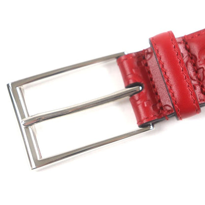 Gucci 429028 Cima Square Buckle Pin Buckle Leather Belt Red Silver Hardware