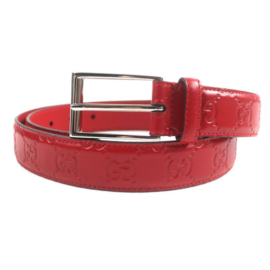 Gucci 429028 Cima Square Buckle Pin Buckle Leather Belt Red Silver Hardware