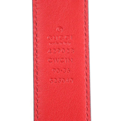 Gucci 429028 Cima Square Buckle Pin Buckle Leather Belt Red Silver Hardware