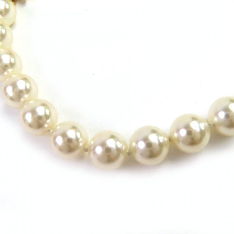 CHANEL C24C Coco Mark Star Lame Pearl Choker Necklace Accessory Gold White Made