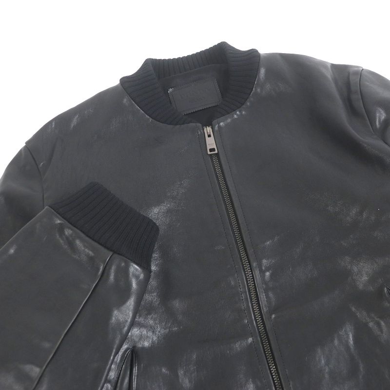 Prada 23SS Upw455 Triangle Logo Calfskin Bomber Jacket Blouson Jacket Charcoal