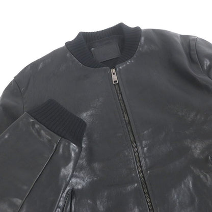 Prada 23SS Upw455 Triangle Logo Calfskin Bomber Jacket Blouson Jacket Charcoal