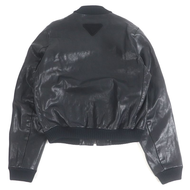 Prada 23SS Upw455 Triangle Logo Calfskin Bomber Jacket Blouson Jacket Charcoal