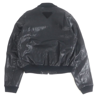 Prada 23SS Upw455 Triangle Logo Calfskin Bomber Jacket Blouson Jacket Charcoal