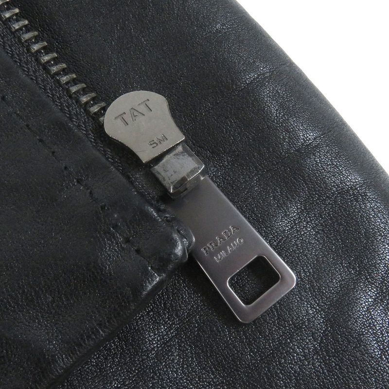 Prada 23SS Upw455 Triangle Logo Calfskin Bomber Jacket Blouson Jacket Charcoal