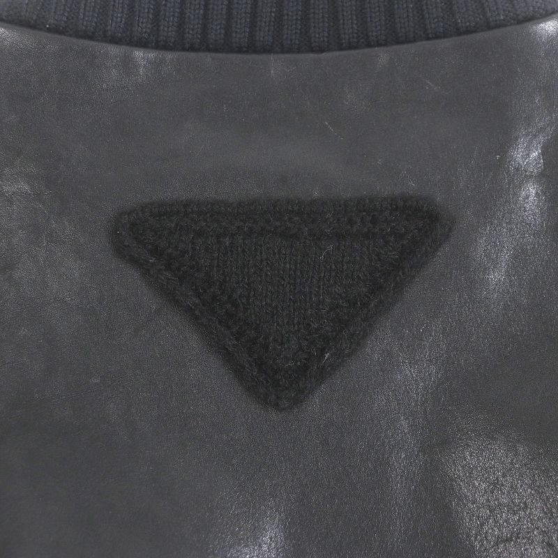 Prada 23SS Upw455 Triangle Logo Calfskin Bomber Jacket Blouson Jacket Charcoal