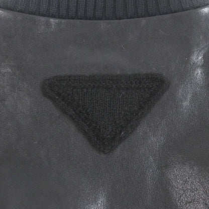 Prada 23SS Upw455 Triangle Logo Calfskin Bomber Jacket Blouson Jacket Charcoal