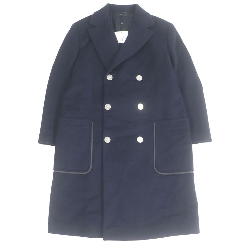 Hermes 19AW 100% Cashmere Worn On Runway Dragon Buttons Part Lamb Leather