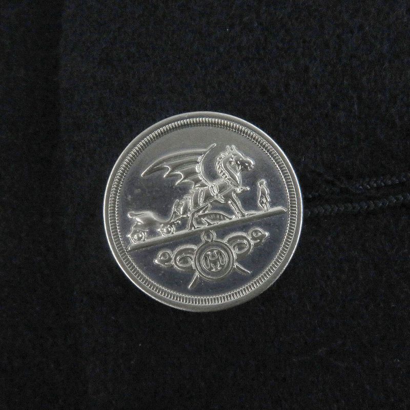 Hermes 19AW 100% Cashmere Worn On Runway Dragon Buttons Part Lamb Leather
