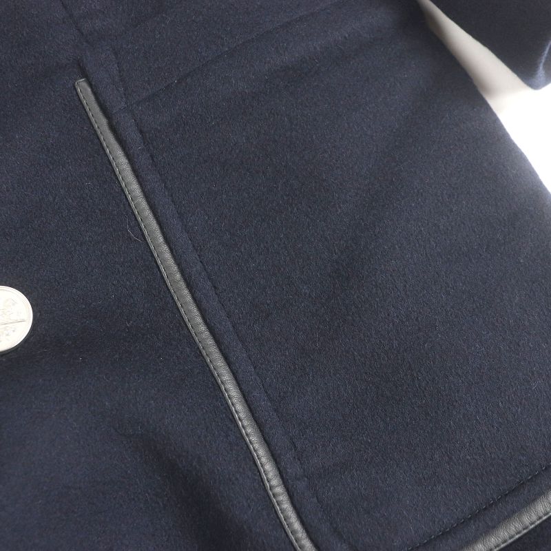 Hermes 19AW 100% Cashmere Worn On Runway Dragon Buttons Part Lamb Leather