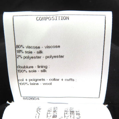 CHANEL P73311 Silk Blend Coco Button Velvet Tweed Jacket Cropped Black Beige 38