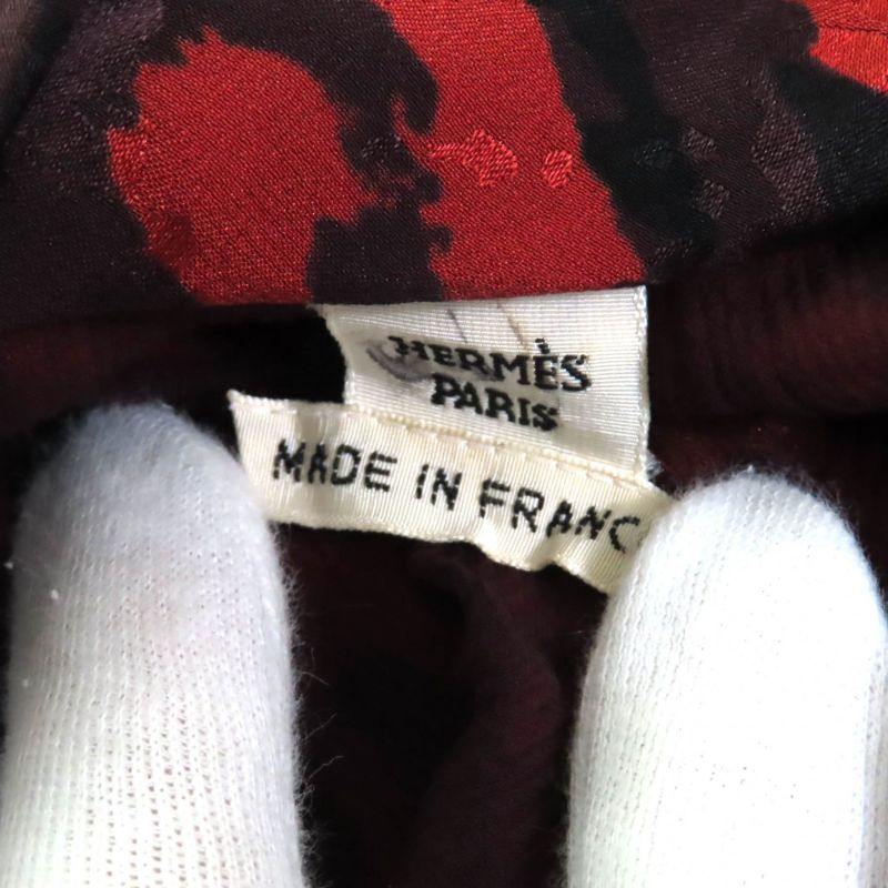 Hermes 100% Silk Leopard Print Long Sleeves Long Dress Orange Black 36 Made In