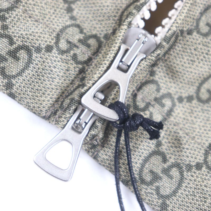 Gucci 2023 741011 Teddy Bear Back Print GG Allover Double Zip Up Nylon Jacket