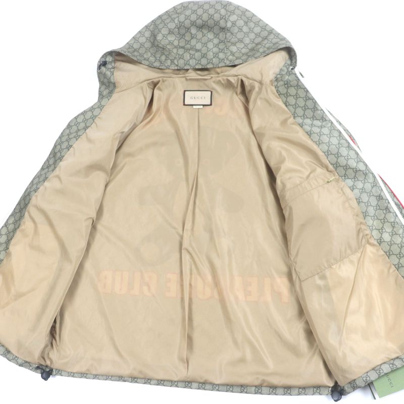 Gucci 2023 741011 Teddy Bear Back Print GG Allover Double Zip Up Nylon Jacket