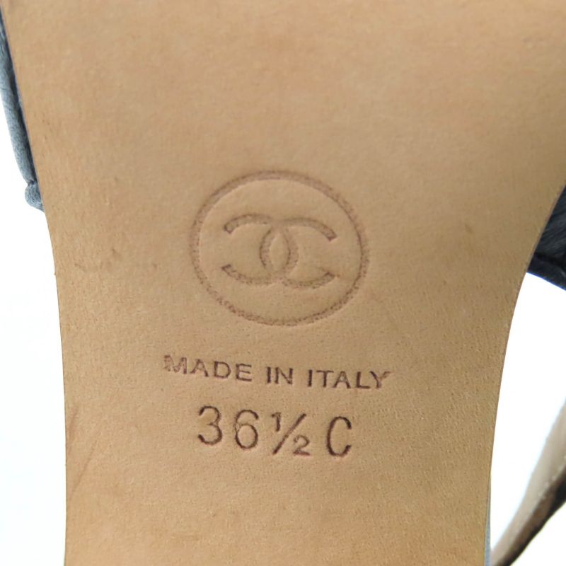 CHANEL G29268 Coco Mark Hardware Attached Matelasse Ankle Strap Leather Pumps