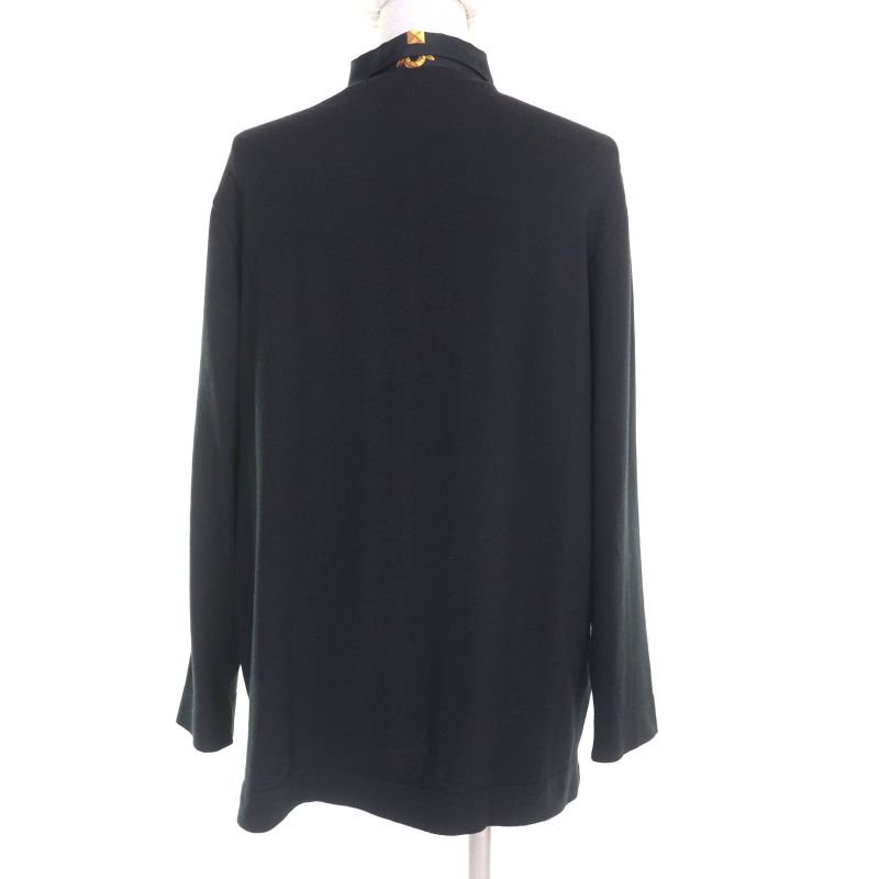 Hermes LES CLES THE KEYS RARE Silk Cashmere Blend Twill Raine Long Sleeve Polo