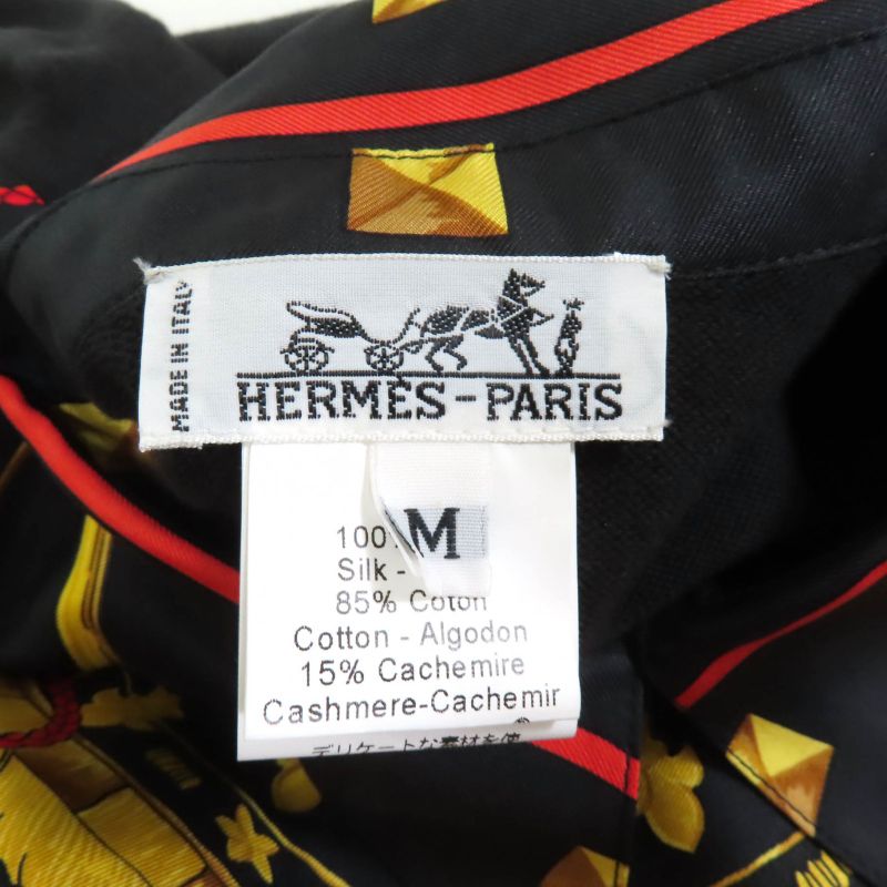 Hermes LES CLES THE KEYS RARE Silk Cashmere Blend Twill Raine Long Sleeve Polo