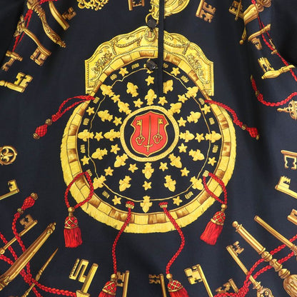 Hermes LES CLES THE KEYS RARE Silk Cashmere Blend Twill Raine Long Sleeve Polo