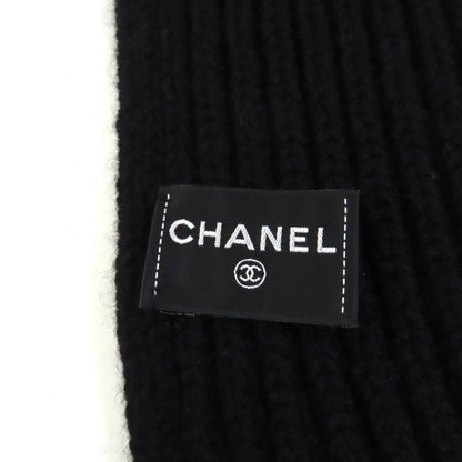 CHANEL Aa9552 100% Cashmere Coco Mark Logo Beads Sequins Scarf Black Made In