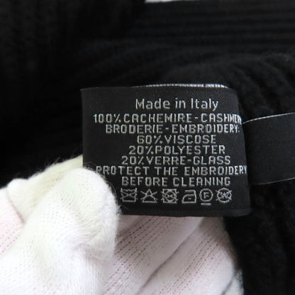 CHANEL Aa9552 100% Cashmere Coco Mark Logo Beads Sequins Scarf Black Made In