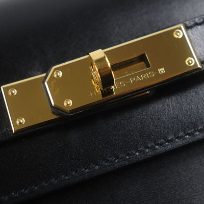  Hermes Kelly Depeche 25 Box Calf Leather Gold Hardware Clutch Bag Black U