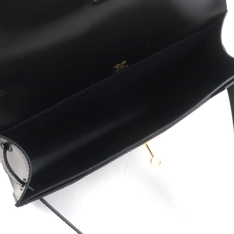  Hermes Kelly Depeche 25 Box Calf Leather Gold Hardware Clutch Bag Black U
