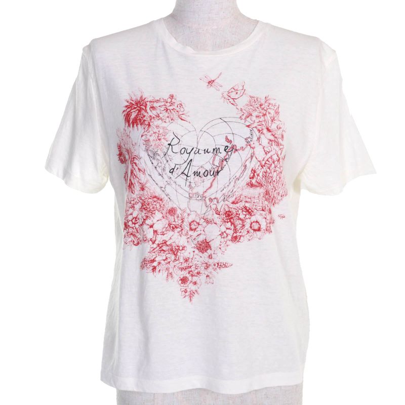 Christian DIOR 153t12da454 Cotton Linen Royaume D'amour Short Sleeve T-shirt