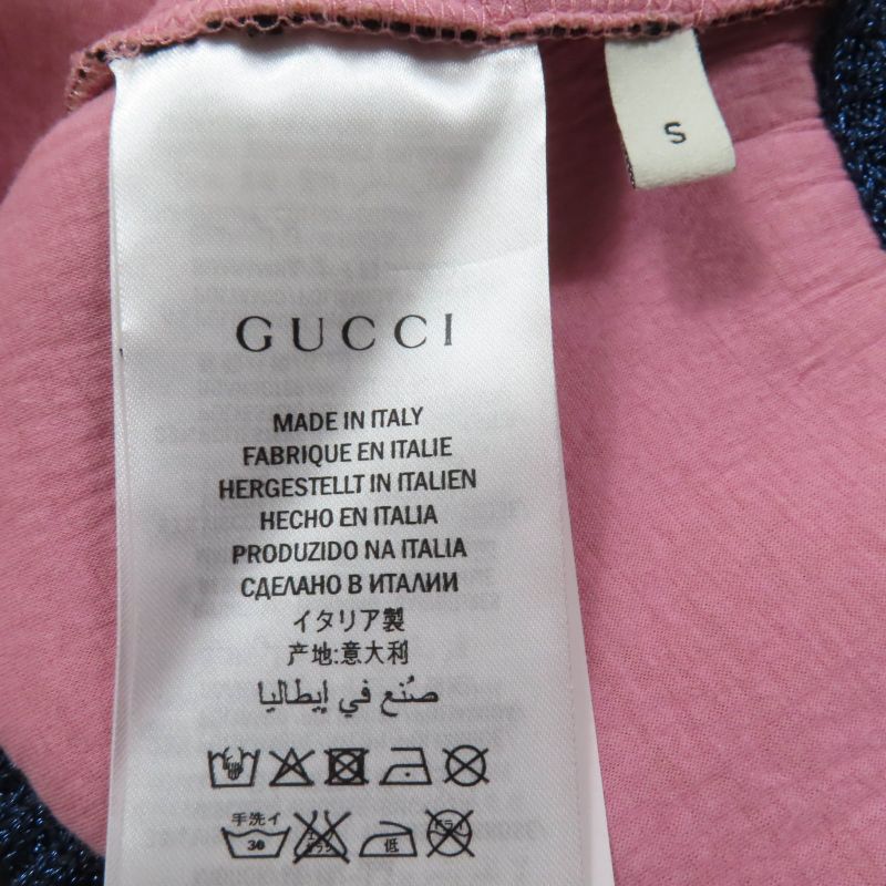 Gucci 457919 Sherry Line Trapezoid Lace Skirt Black Pink S Made In Italy