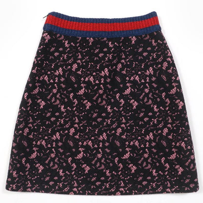 Gucci 457919 Sherry Line Trapezoid Lace Skirt Black Pink S Made In Italy