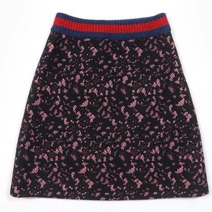 Gucci 457919 Sherry Line Trapezoid Lace Skirt Black Pink S Made In Italy