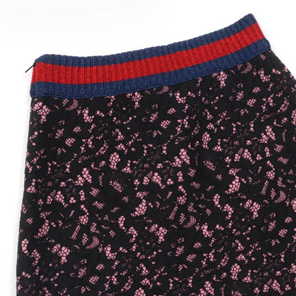 Gucci 457919 Sherry Line Trapezoid Lace Skirt Black Pink S Made In Italy