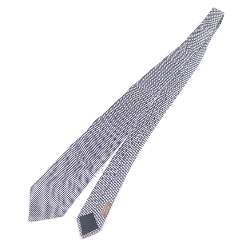 Hermes 758738t 100% Silk Block Check Regular Tie Bronn Marine Made In France