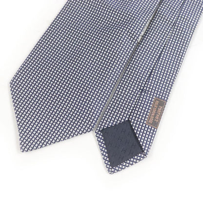 Hermes 758738t 100% Silk Block Check Regular Tie Bronn Marine Made In France