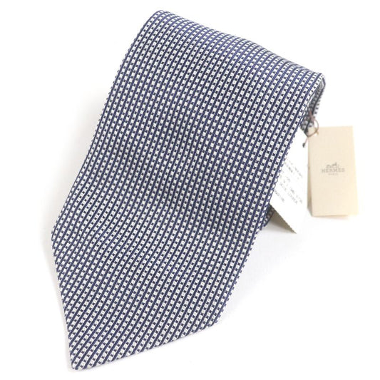 Hermes 758738t 100% Silk Block Check Regular Tie Bronn Marine Made In France