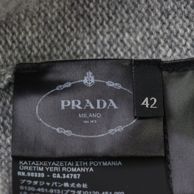 Prada 2021 P24m2a Virgin Wool Cashmere Logo Embroidery Crew Neck Knit Sweater