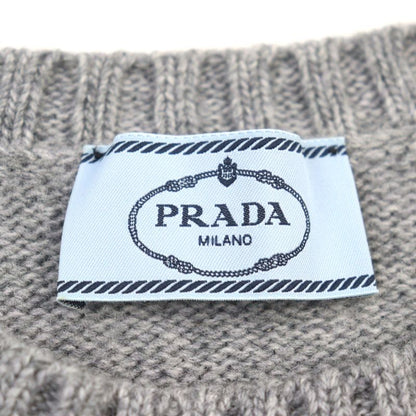 Prada 2021 P24m2a Virgin Wool Cashmere Logo Embroidery Crew Neck Knit Sweater