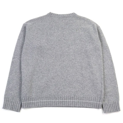 Prada 2021 P24m2a Virgin Wool Cashmere Logo Embroidery Crew Neck Knit Sweater