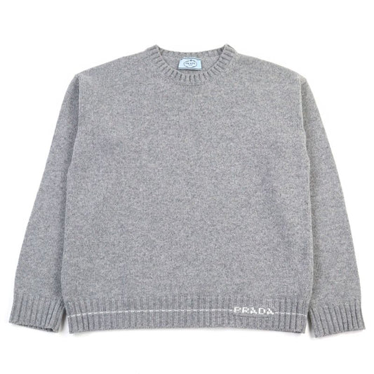 Prada 2021 P24m2a Virgin Wool Cashmere Logo Embroidery Crew Neck Knit Sweater