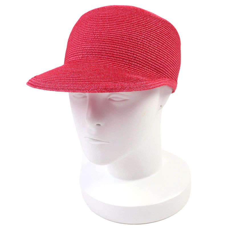 Hermes 221035n Emma Cap Geranium/rose/orange Crudo Cell Paper Hat 58 Made In