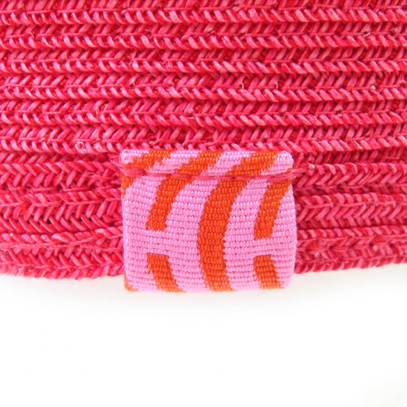 Hermes 221035n Emma Cap Geranium/rose/orange Crudo Cell Paper Hat 58 Made In