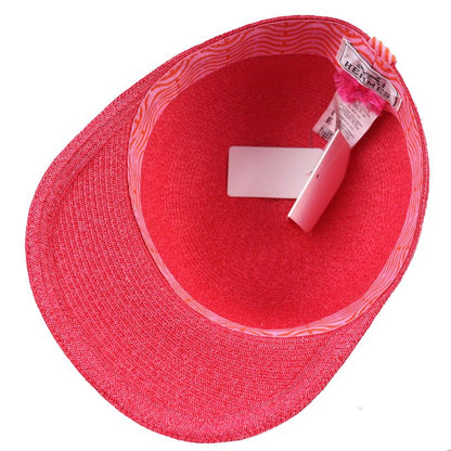 Hermes 221035n Emma Cap Geranium/rose/orange Crudo Cell Paper Hat 58 Made In