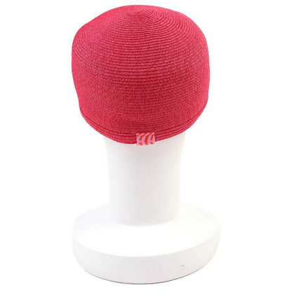 Hermes 221035n Emma Cap Geranium/rose/orange Crudo Cell Paper Hat 58 Made In